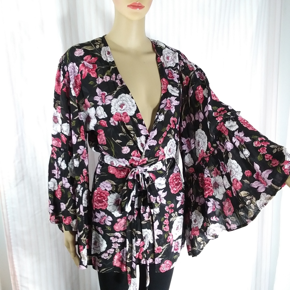 ☀BILLABONG Crinkle Rayon Kimono w/ Wide Sleeves NWT
